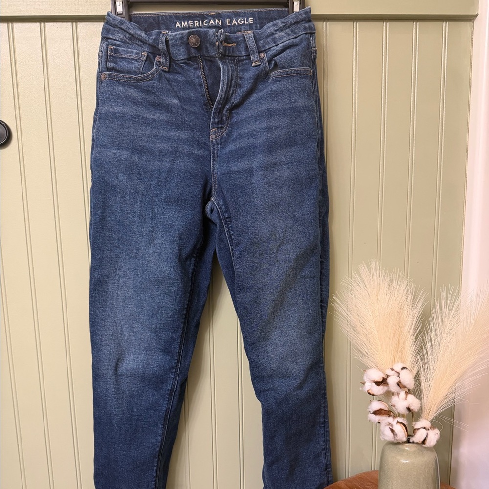 American Eagle Outfitters Dark Blue Curvy Mom Jeans